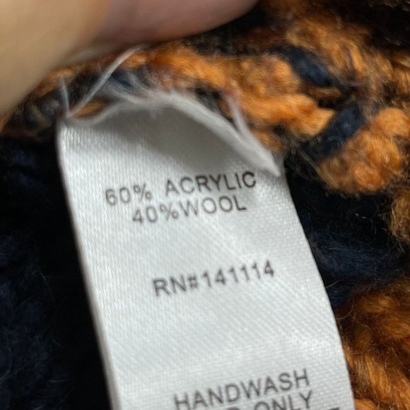 ZARIA Womens S Wool Blend Orange Black Ombre Knit Short Sleeve Oversized Sweater - Picture 8 of 11